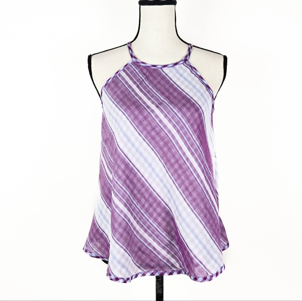 💜🦋LAST🦋 NWT Kopal Mitra Reversible Checked/Striped Top, Size Large